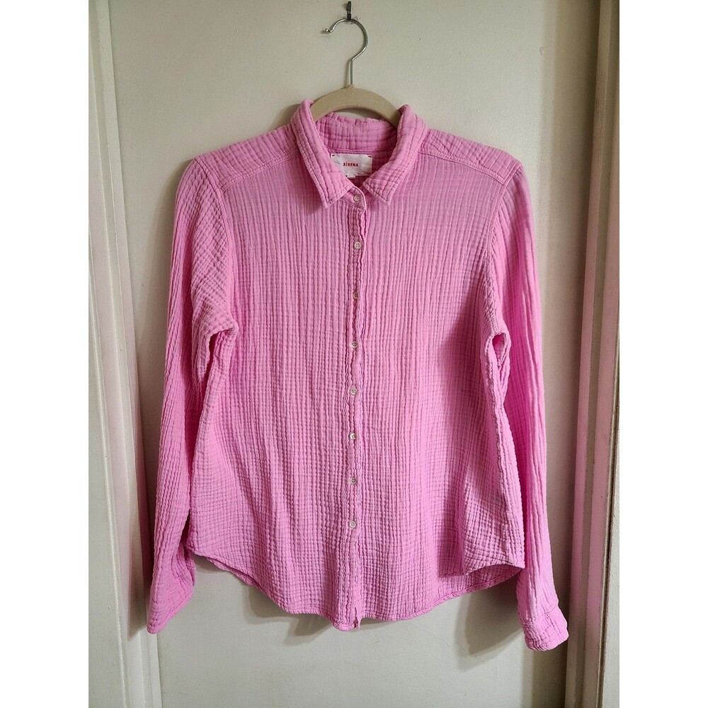 XiRENA Scout Pink Gauze Button Down Long Sleeve Shirt M